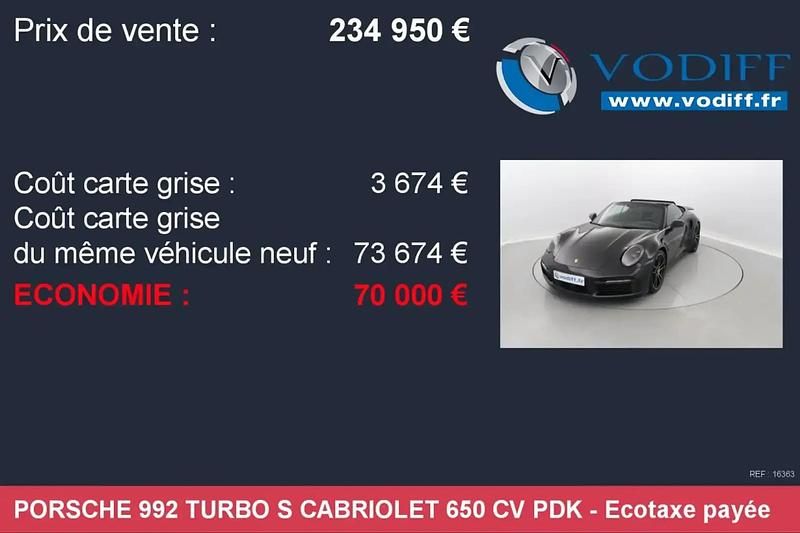 Occasion Porsche 992 650 ch (478 kW) 2020 Noir Cabriolet
