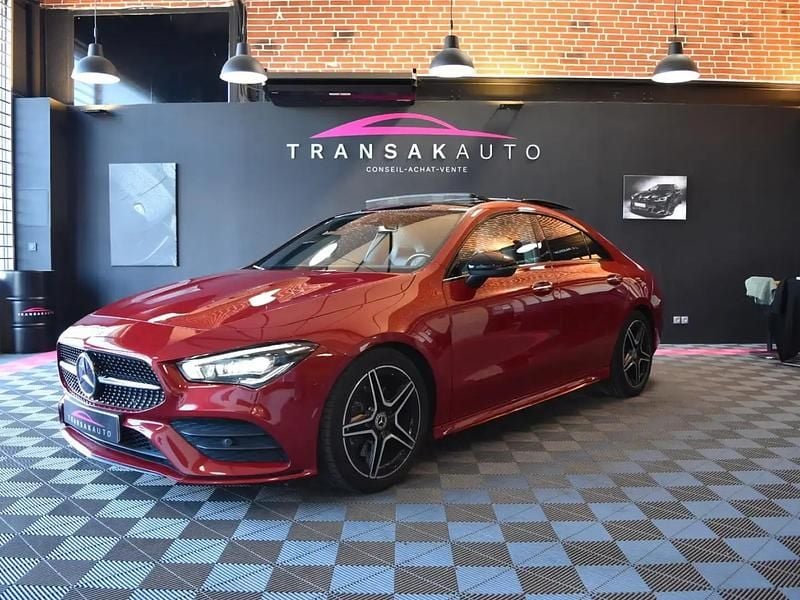 Rouge Occasion 2021 Mercedes CLA200 AMG line Coupé | 28 990 € (Bon prix) - Image 1/4