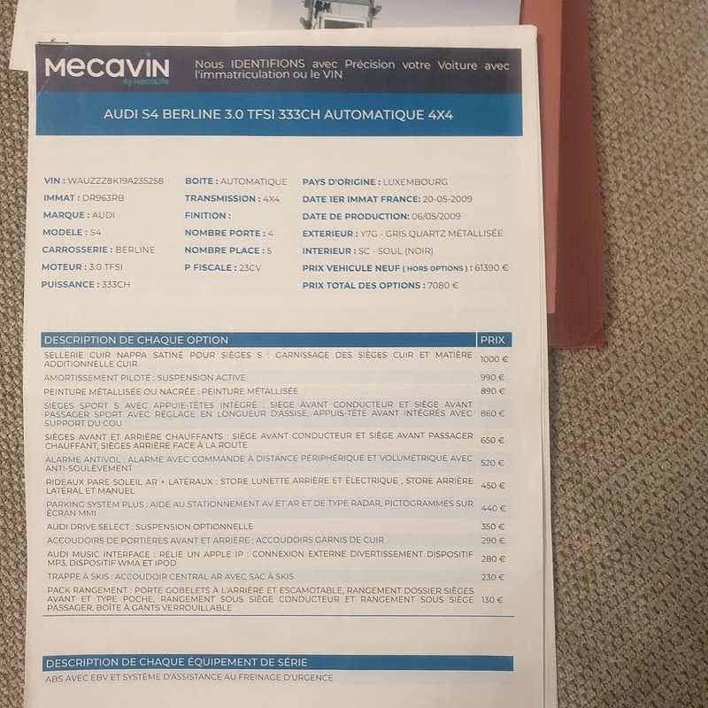 Occasion Audi S4 Sport 344 ch (253 kW) 2009 Argent Berline