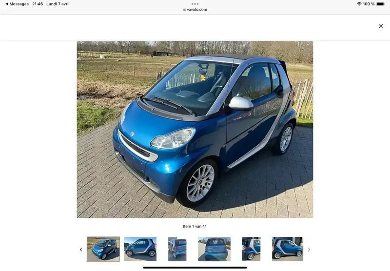 Bleu Utilisé 2010 Smart ForTwo Cabrio Cabriolet | 6 500 € - Image 1/4