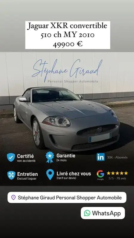 Argent Utilisé 2010 Jaguar XKR Cabriolet | 49 900 € (Prix assez cher) - Image 1/4