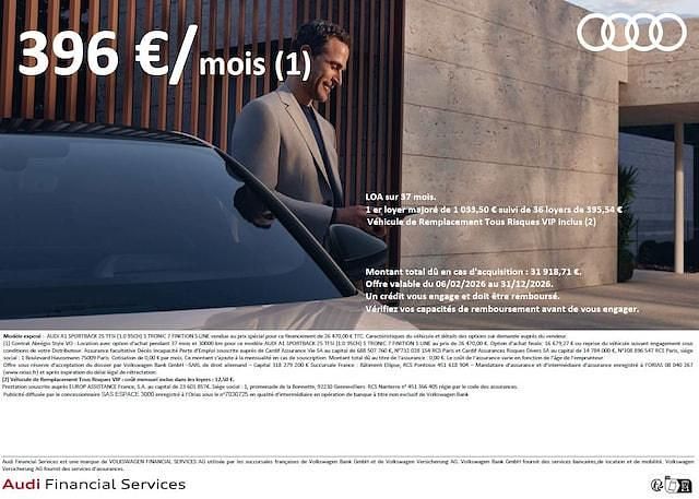 Occasion Audi A1 Sportback S-Line 95 ch (69 kW) 2024 Noir mythe métallisé Citadine