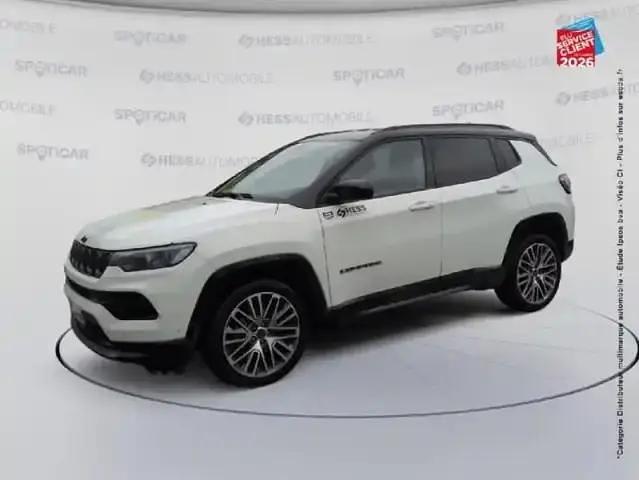 Alpine white+toit noir Occasion 2025 Jeep Compass Summit SUV | 37 000 € (Prix cher) - Image 1/4