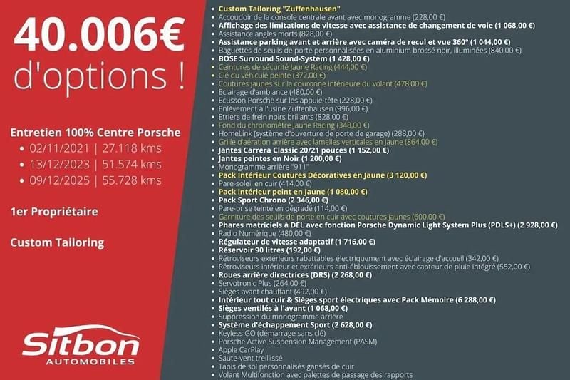 Occasion Porsche 911 Carrera S Cabriolet 451 ch (331 kW) 2019 Jaune Cabriolet