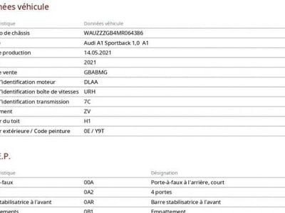 Occasion Audi A1 Sportback Advanced 110 ch (80 kW) 2021 Citadine