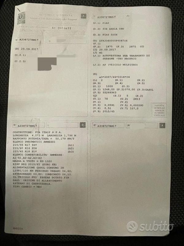 Usata Fiat 500X Cross 95 CV (69 kW) 2017 Rosso SUV