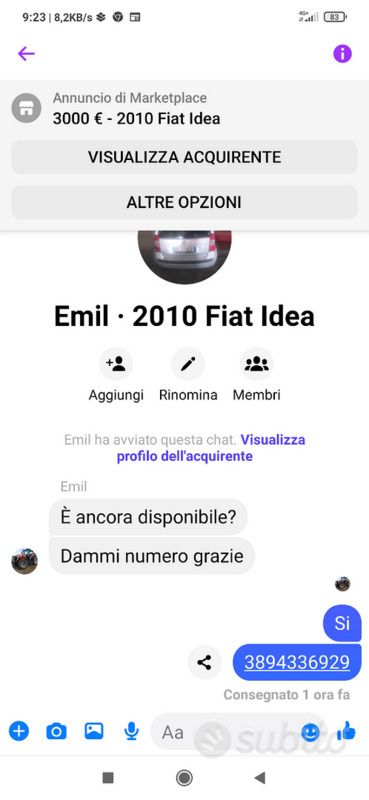 Usata 2010 Fiat Idea Monovolume | 2800 € - Immagine 1/1