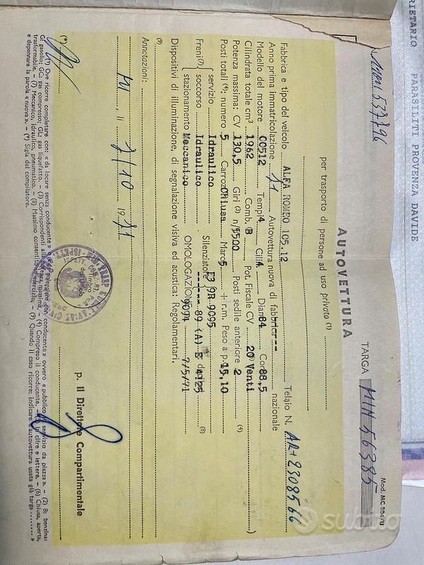 Usata Alfa Romeo 2000 1970 Berlina