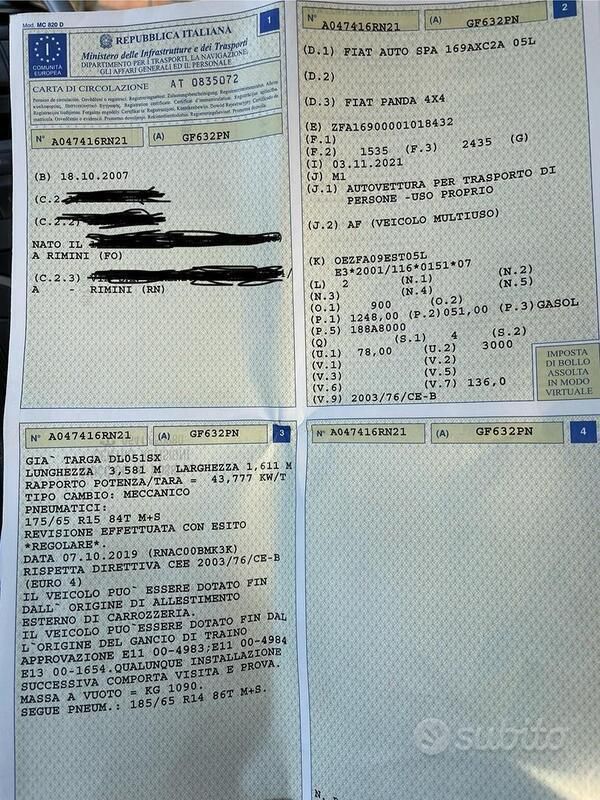 Verde Usata 2007 Fiat Panda 4x4 Cross Due volumi | 7000 € - Immagine 1/4