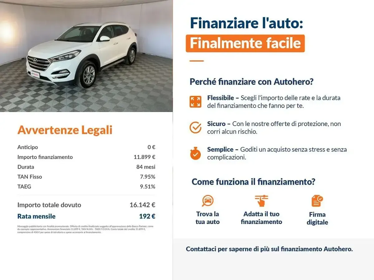 Usata Hyundai Tucson Xpossible 116 CV (85 kW) 2017 Bianco SUV