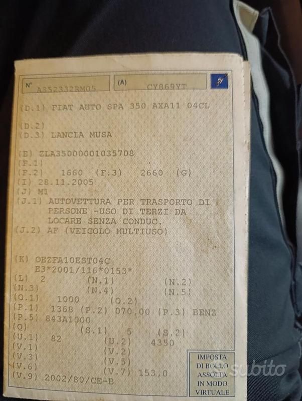 Usata Lancia Musa 95 CV (69 kW) 2005 Rosso Monovolume