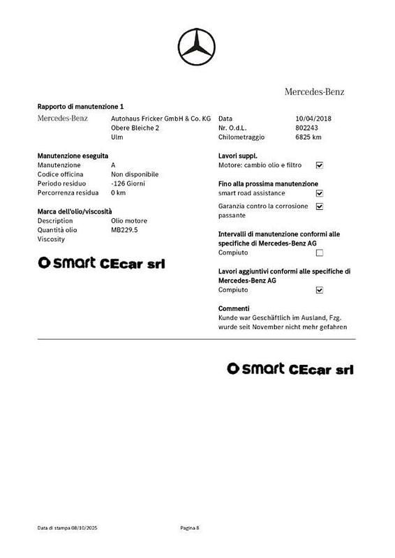 Usata Smart ForFour Prime 2016 Bianco Utilitaria