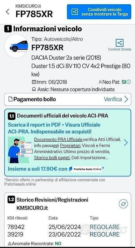 Usata Dacia Duster Lauréate 110 CV (80 kW) 2018 Grigio SUV