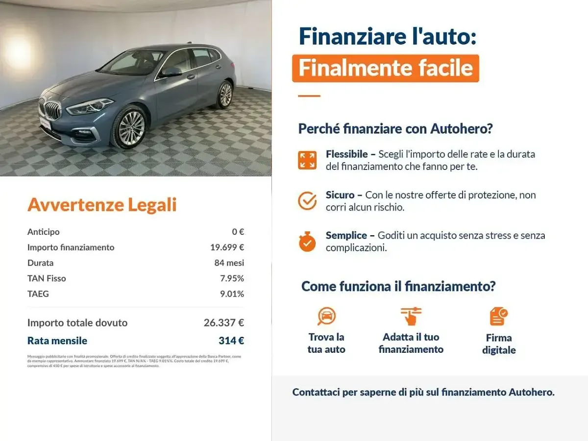 Usata BMW 120 Luxury Line 190 CV (139 kW) 2019 Grigio Utilitaria
