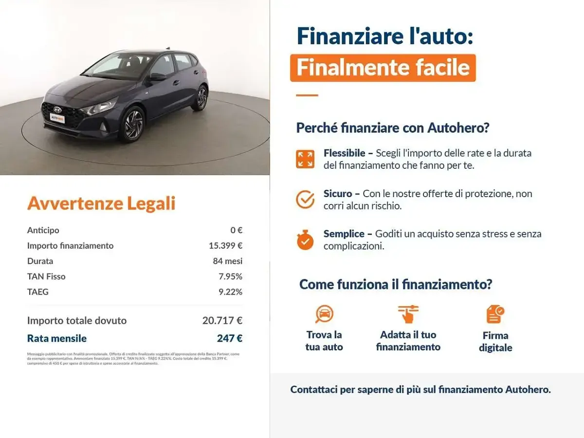 Usata Hyundai i20 101 CV (74 kW) 2023 Blu/azzurro Utilitaria