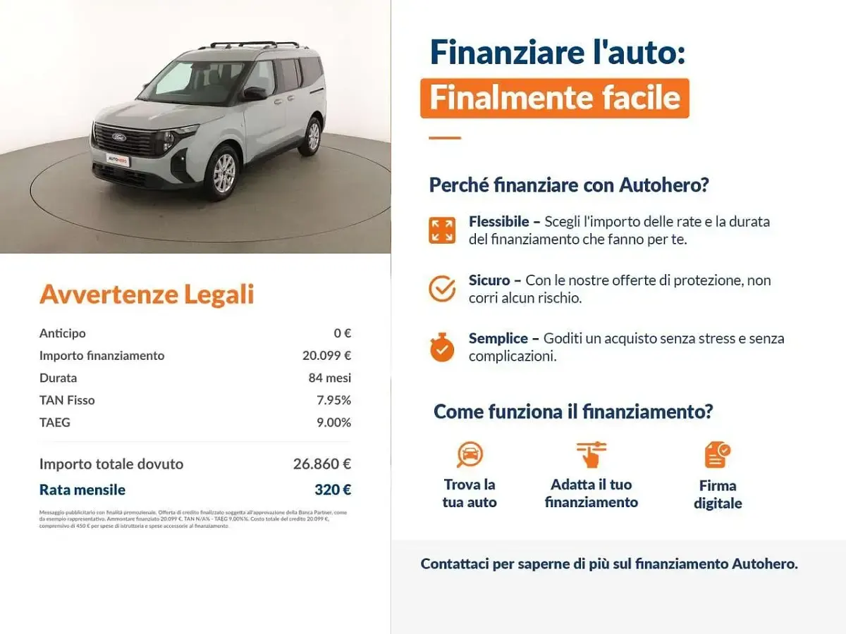 Usata Ford Tourneo Courier Titanium 125 CV (91 kW) 2024 Grigio Monovolume