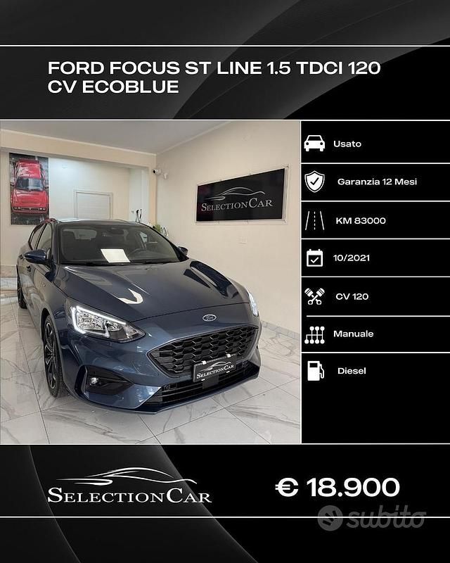 Usata Ford Focus ST-Line 120 CV (88 kW) 2021 Blu Berlina