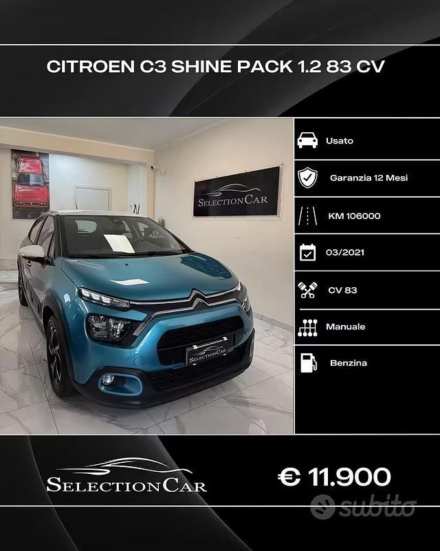 Usata Citroën C3 PureTech 83 CV (61 kW) 2021 Blu Utilitaria