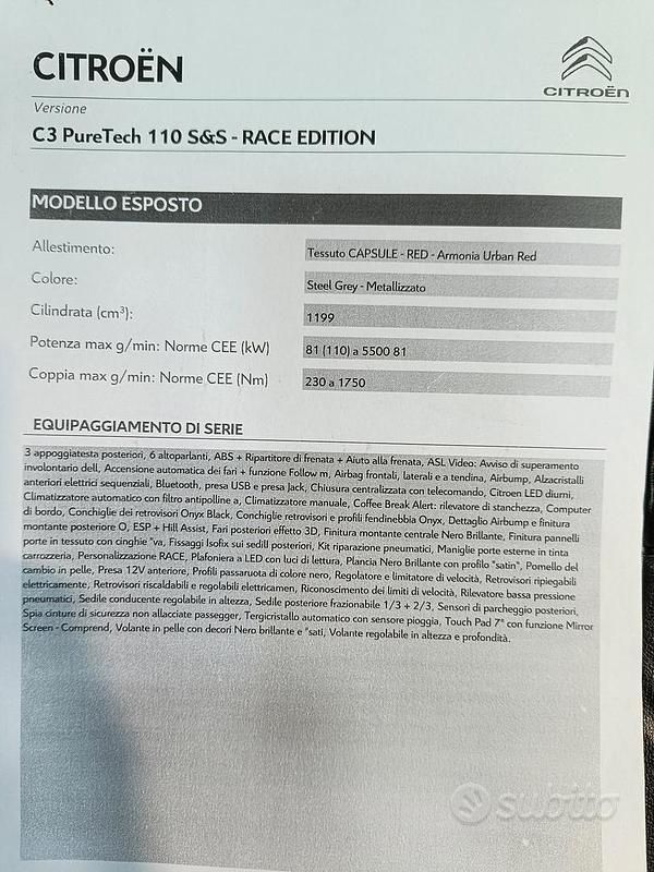 Usata Citroën C3 110 CV (80 kW) 2019 Grigio Monovolume