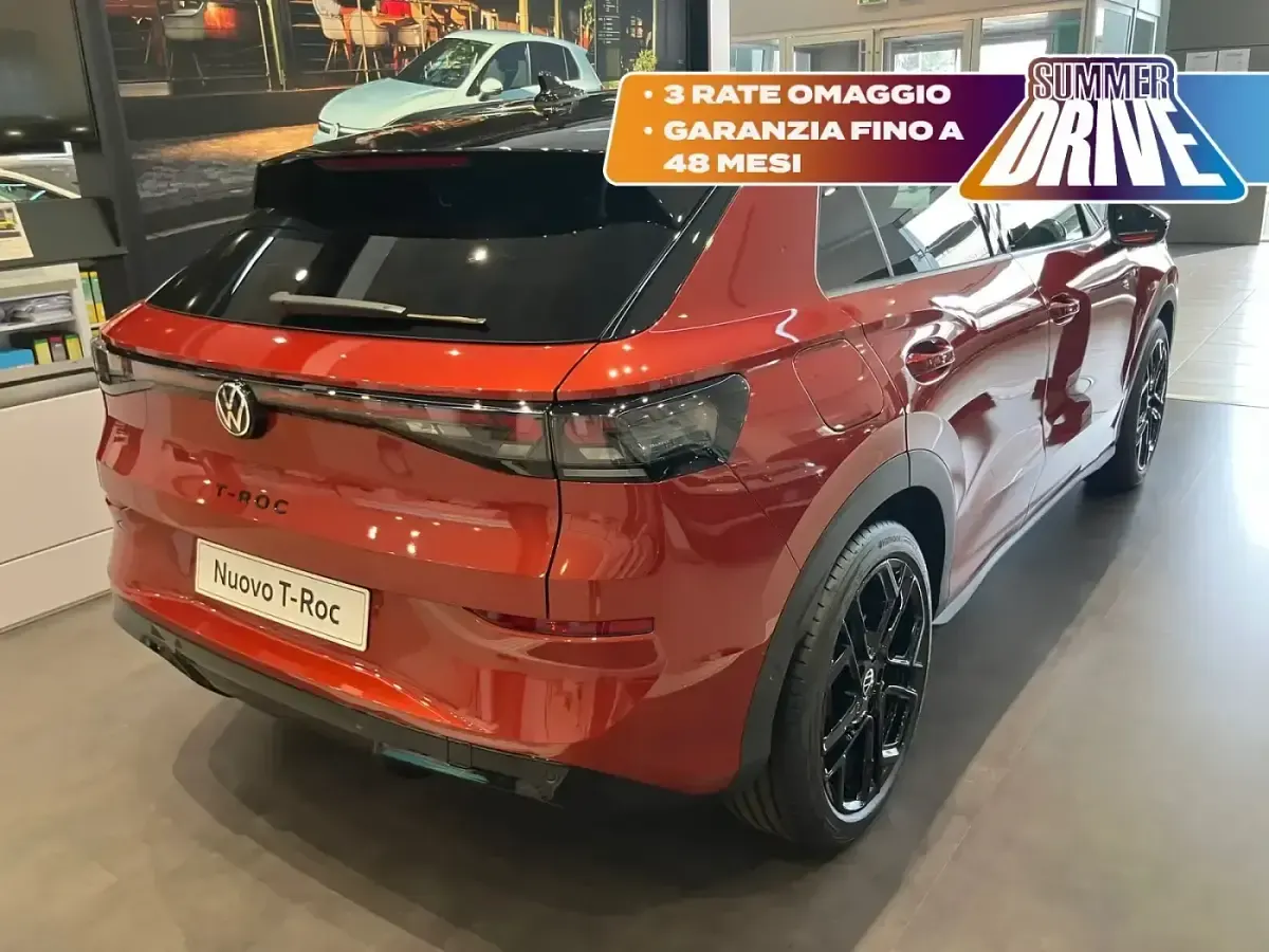 Nuova VW T-Roc R-line 150 CV (110 kW) 2026 Flame red metallizzato nero SUV