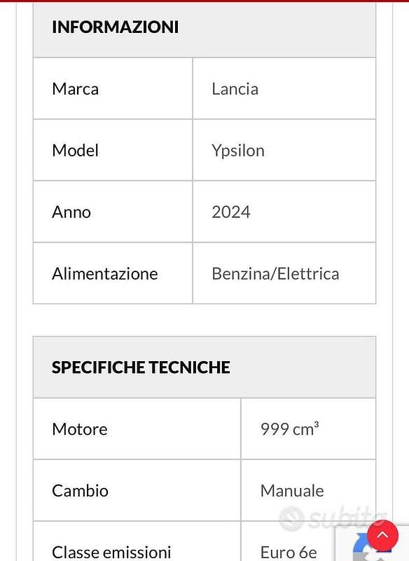 Usata Lancia Ypsilon 69 CV (50 kW) 2024 Bianco Utilitaria