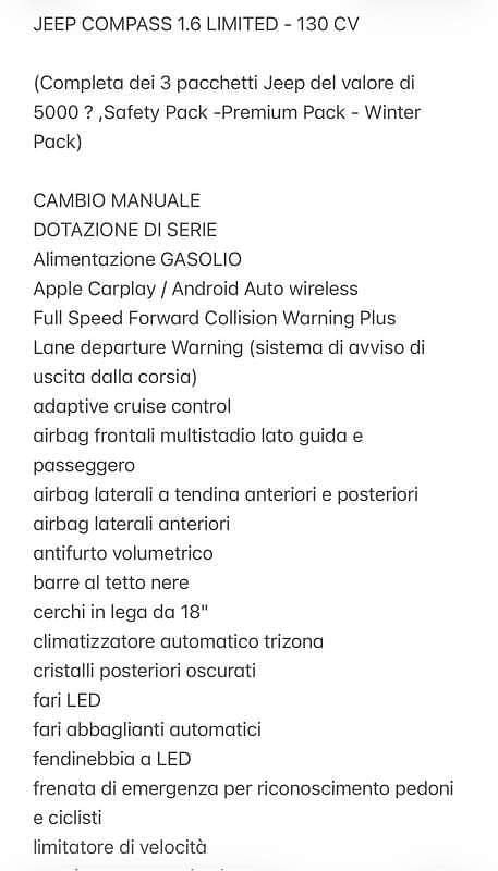 Usata Jeep Compass Limited 131 CV (96 kW) 2023 SUV