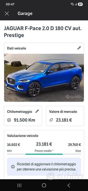 Blu Usata 2018 Jaguar F-Pace Prestige SUV | 19.900 € (Buon prezzo) - Immagine 1/1