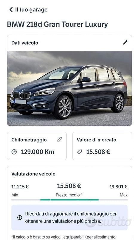 Usata BMW 218 Gran Tourer Luxury Line 2017 Nero Monovolume