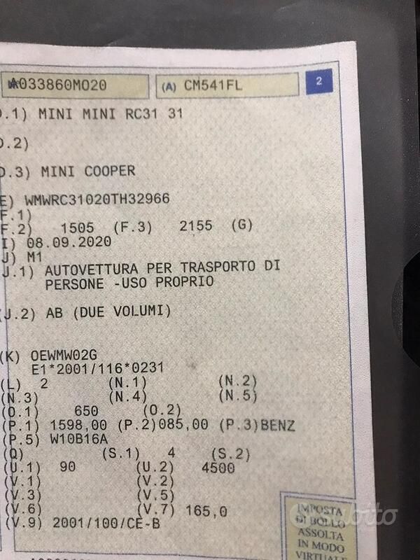 Usata Mini Cooper 2004 Nero Utilitaria