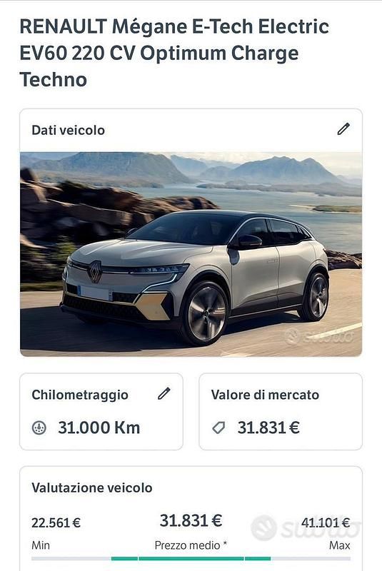 Usata Renault Megane E-Tech 161 kW (220 CV) 2023 Grigio Berlina