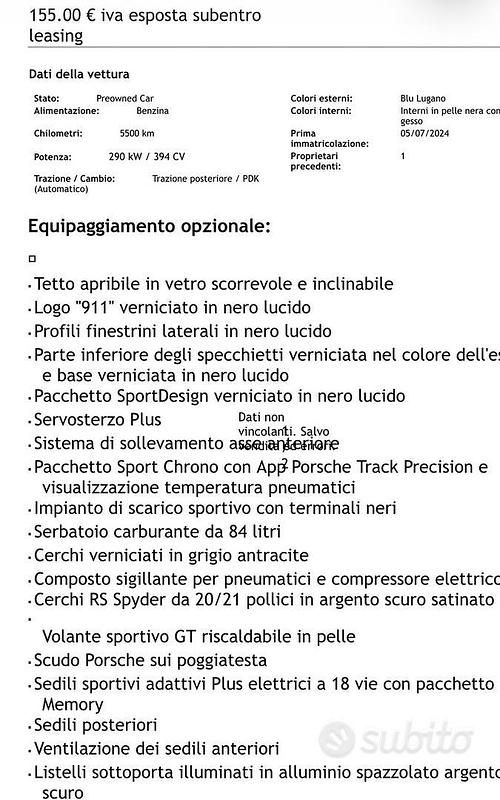 Usata Porsche 992 2024 Blu Coupé