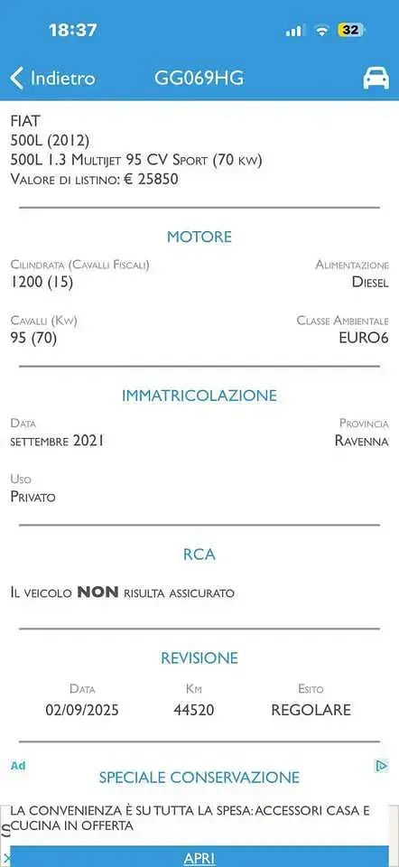 Usata Fiat 500L Cross 95 CV (69 kW) 2021 Nero Monovolume