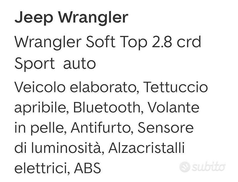 Usata Jeep Wrangler 2008 Nero SUV