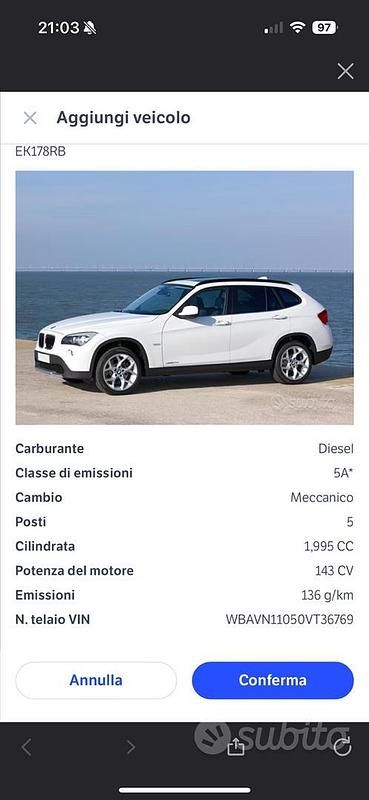 Usata BMW X1 143 CV (105 kW) 2009 Bianco SUV