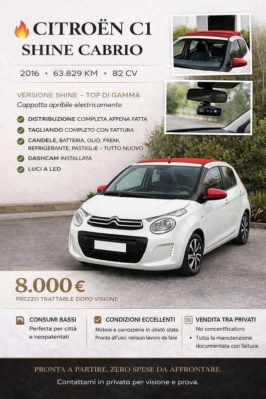 Usata Citroën C1 PureTech 82 CV (60 kW) 2016 Rosso Utilitaria