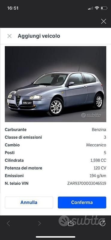 Occasion Alfa Romeo 147 120 PK (88 kW) 2001 Hatchback