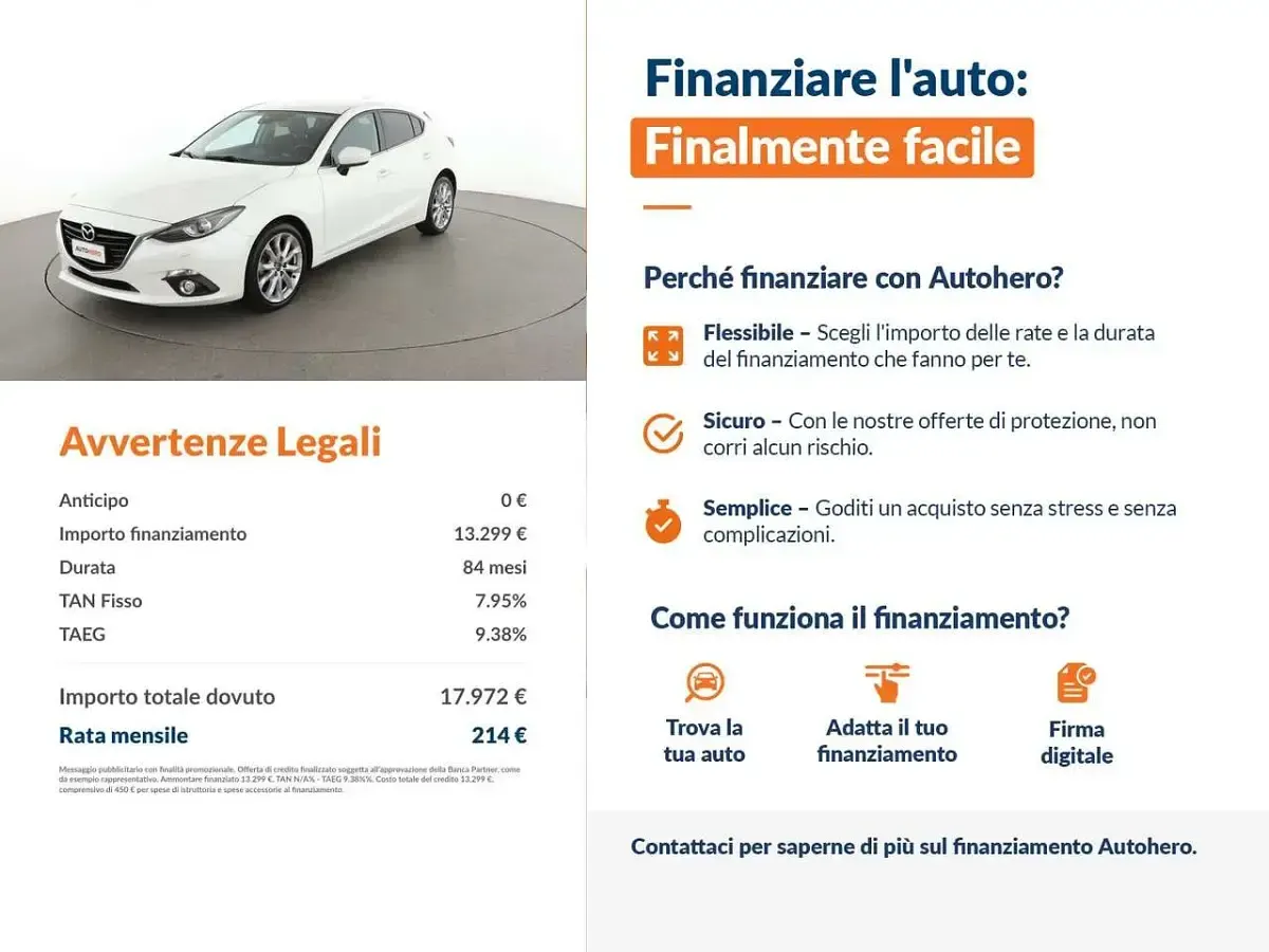 Usata Mazda 3 Exceed 105 CV (77 kW) 2017 Bianco Utilitaria