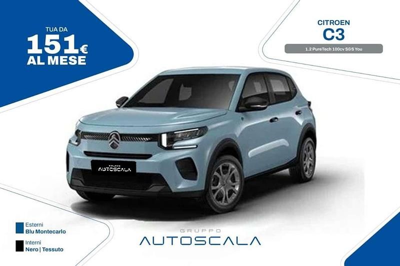Nuova Citroën C3 PureTech 101 CV (74 kW) 2025 Blu montecarlo Utilitaria