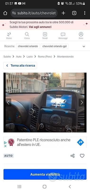 Usata Chevrolet Orlando 131 CV (96 kW) 2012 Bianco Monovolume