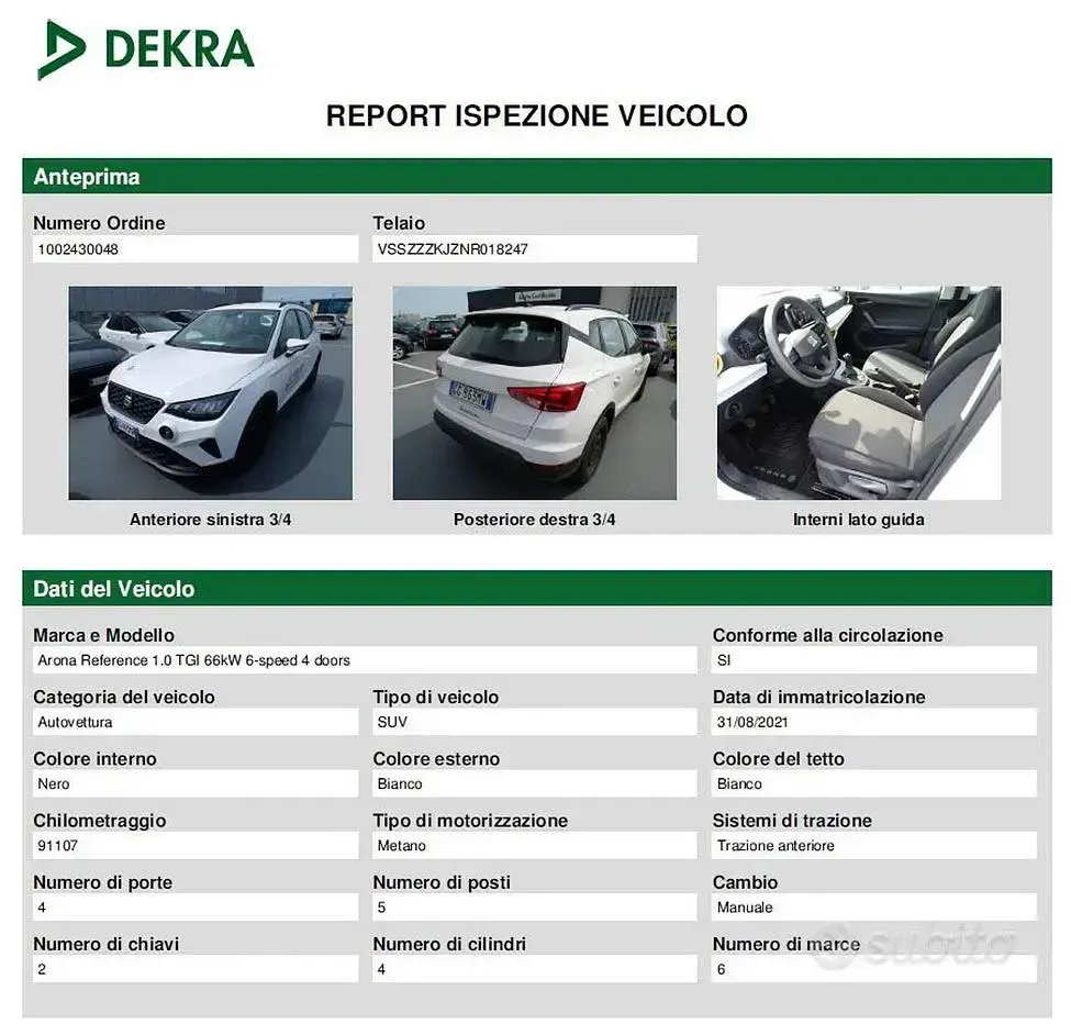 Usata Seat Arona Reference 90 CV (66 kW) 2021 Bianco SUV