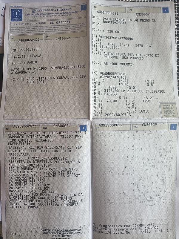 Nero Usata 2005 Mercedes C220 Elegance Tre volumi | 2800 € (Ottimo prezzo) - Immagine 1/4