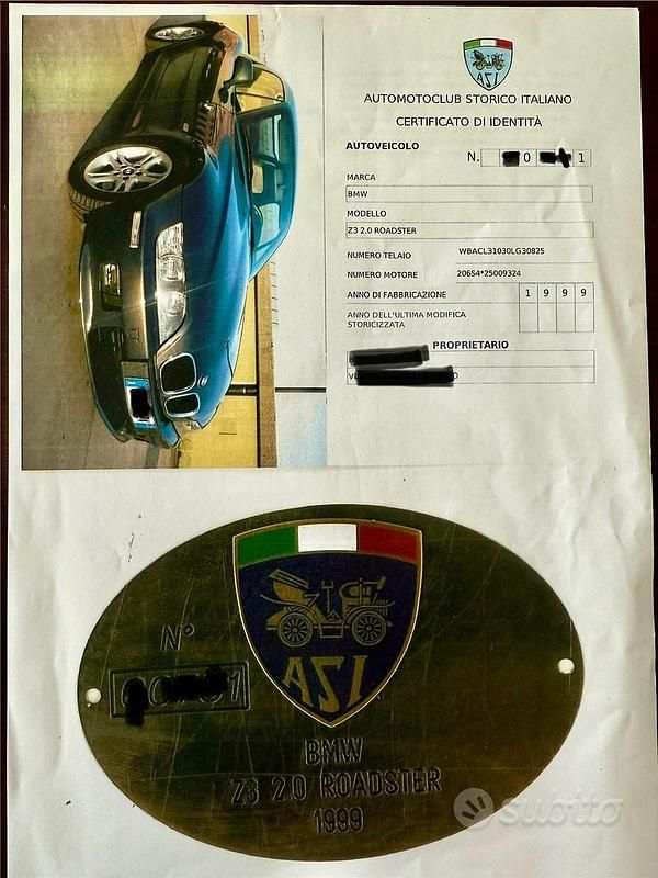 Usata BMW Z3 Efficient Dynamics 1999 Blu Cabrio