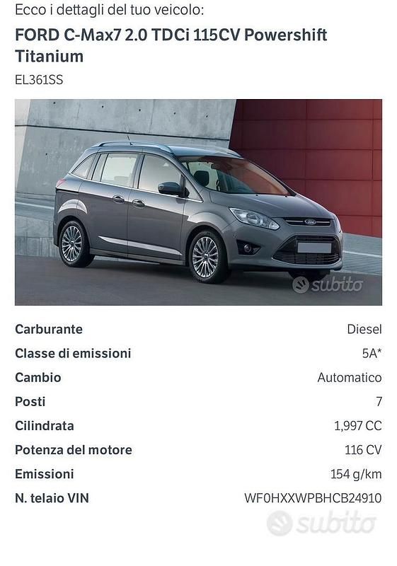 Usata Ford C-MAX 115 CV (84 kW) 2013 Grigio Monovolume