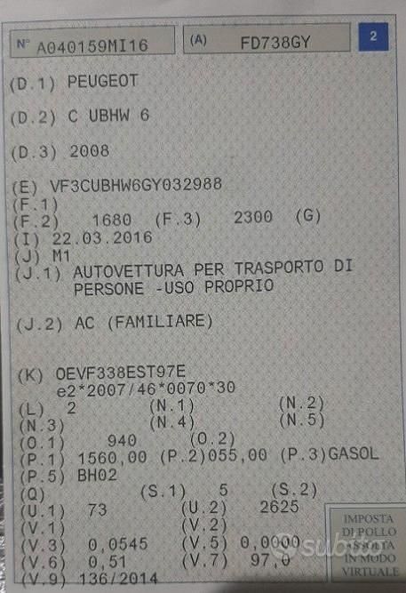 Usata Peugeot 2008 99 CV (72 kW) 2016 Bianco SUV