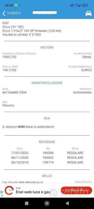 Usata Fiat Stilo 140 CV (102 kW) 2004 Grigio Berlina