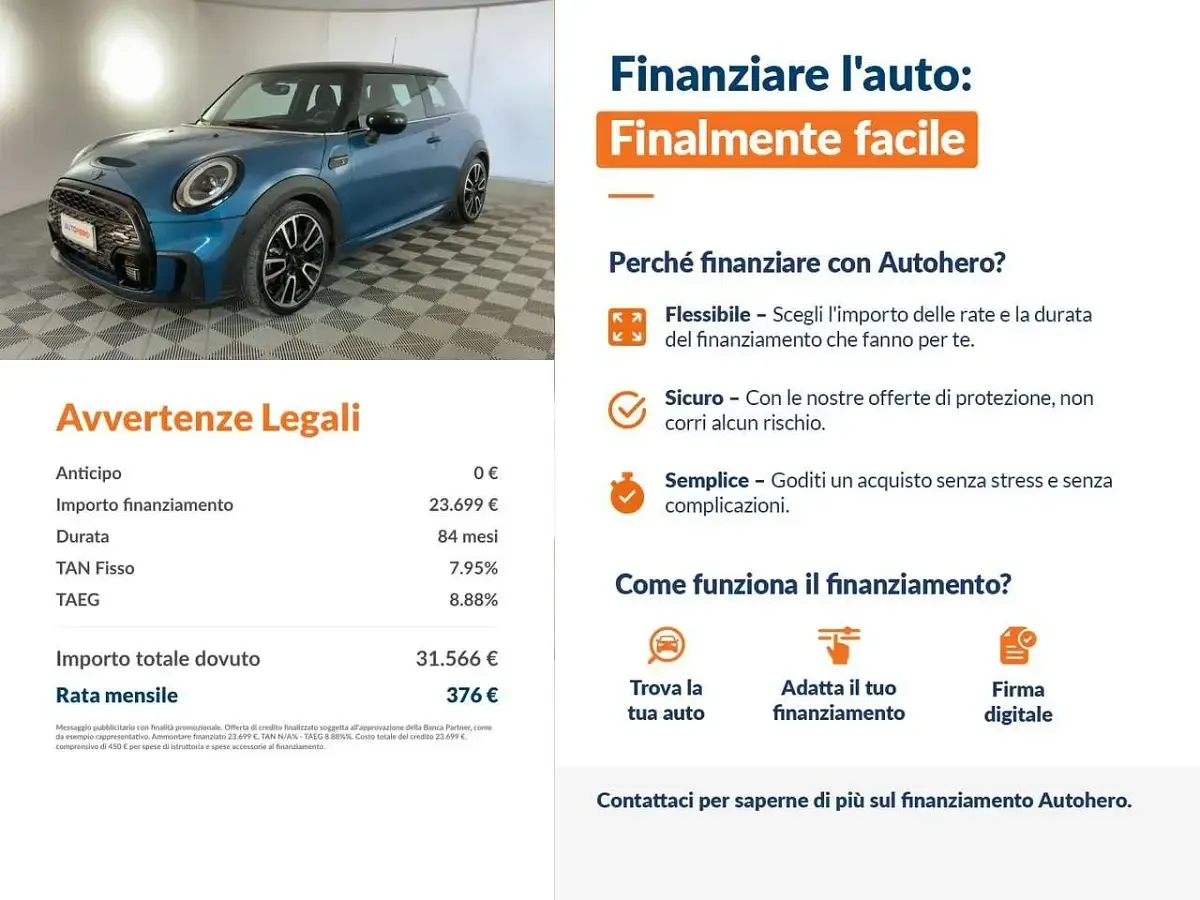 Usata Mini John Cooper Works 178 CV (130 kW) 2023 Blu Utilitaria