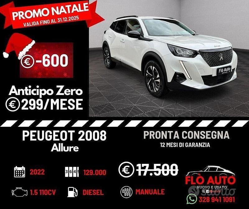 Bianco Usata 2022 Peugeot 2008 Allure SUV | 16.900 € (Buon prezzo) - Immagine 1/4