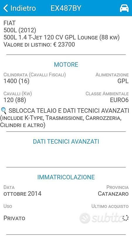 Usata Fiat 500L Lounge 120 CV (88 kW) 2014 Bianco Monovolume