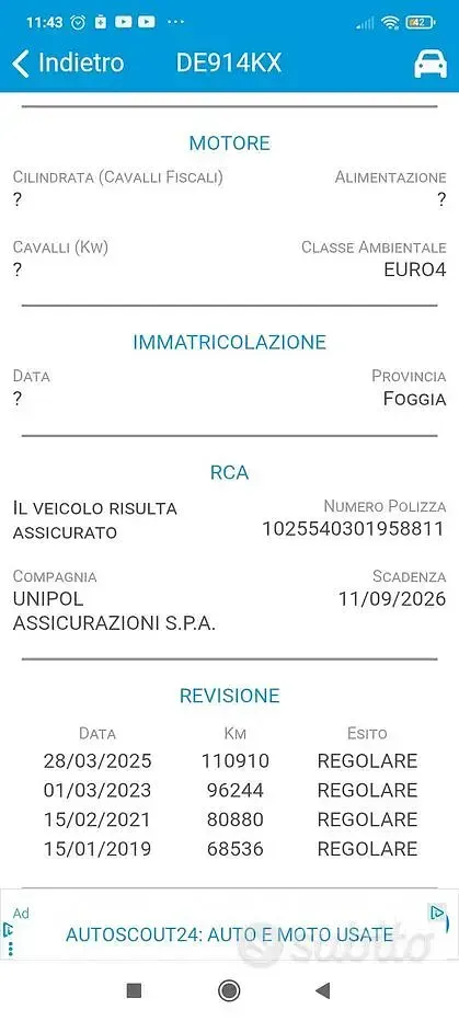 Usata Fiat Panda 69 CV (50 kW) 2007 Blu Utilitaria