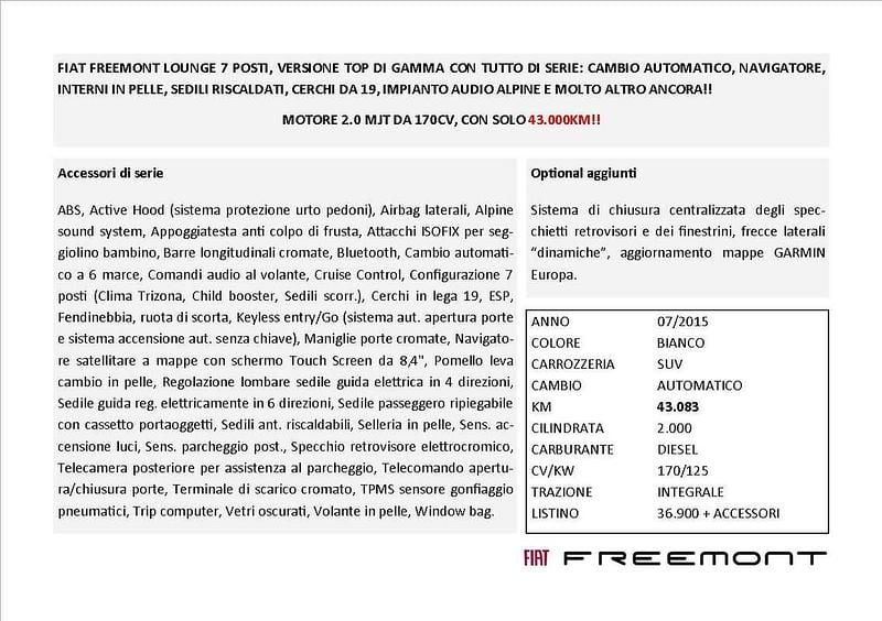 Usata Fiat Freemont Lounge 170 CV (125 kW) 2015 SUV